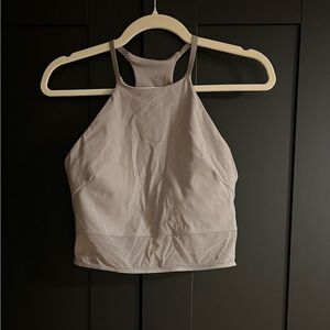 Lululemon Nulu High-Neck Mesh Hem Tank Top Taupe Size M